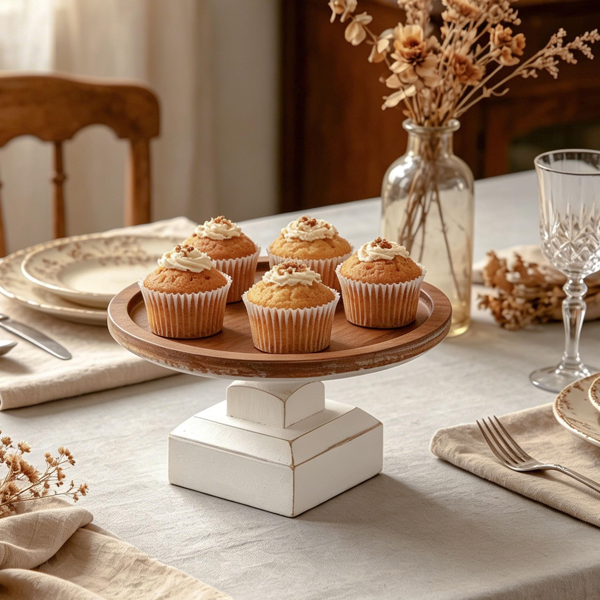 Amazon.com | SOFE Round Wood Cake Stand Rustic - 9 Inch White Cake