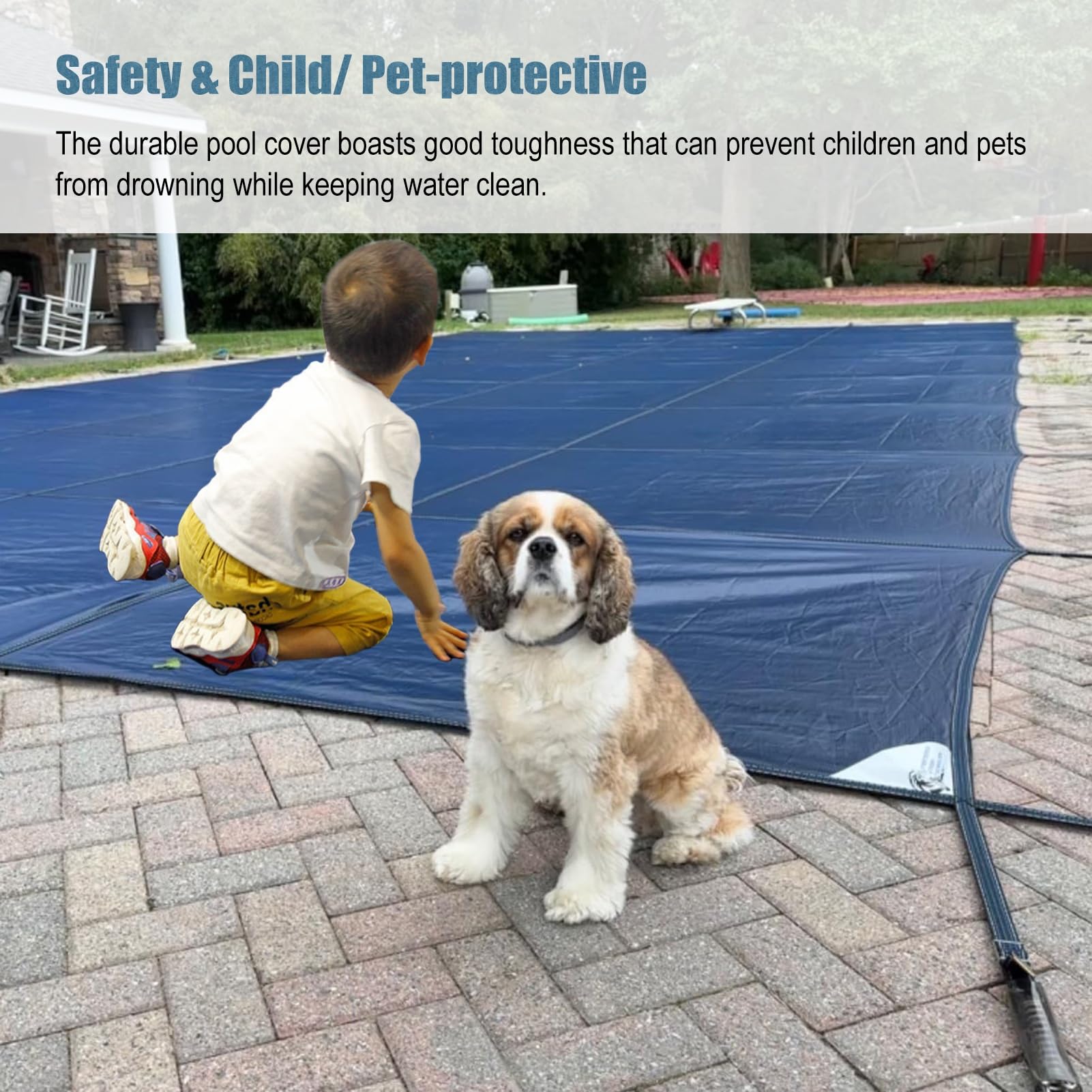 Cubierta para Piscina Cubierta Azul For Piscina Enterrada, Cubierta De Malla Rectangular For Jardín Al Aire Libre, Patio Trasero, For Seguridad De Niños/mascotas, Protector Contra El Polvo De 3, 5, 6,