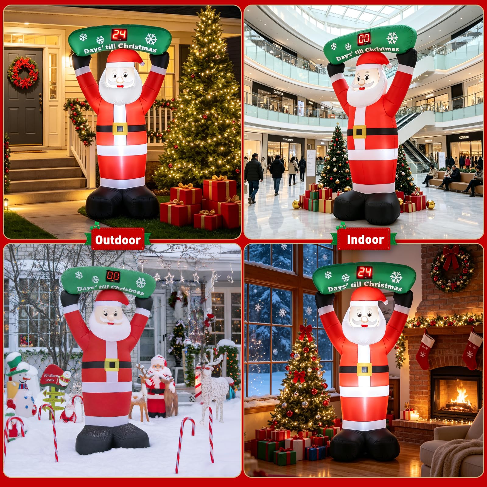 Quntis LED Pere Noel Gonflable Exterieur 244 CM avec Compte à Rebours