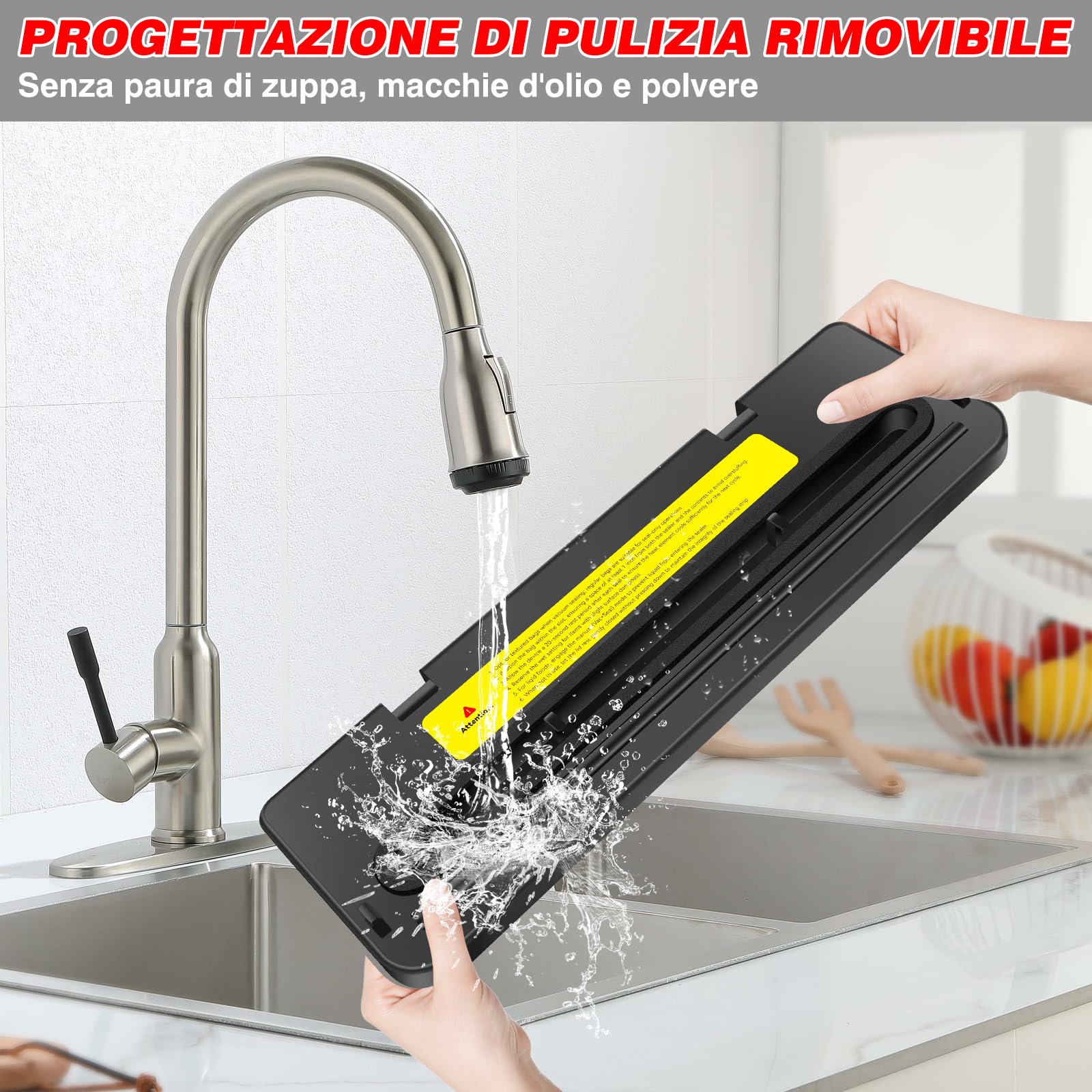 Macchina Sottovuoto per Alimenti 120 W, Sistema di confezionamento in 10 secondi, Pressione del vuoto di 0,75 Bar, Sigillatura silenziosa, 6 Modalità, con 10 Sachetti Sottovuoto, Nero
