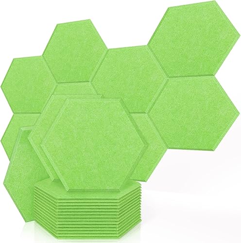 Paquete de 14 paneles acústicos, paneles de pared hexagonales insonorizados Proijeut de 14 x 13 x 0.4 pulgadas, paneles de sonido de alta densidad