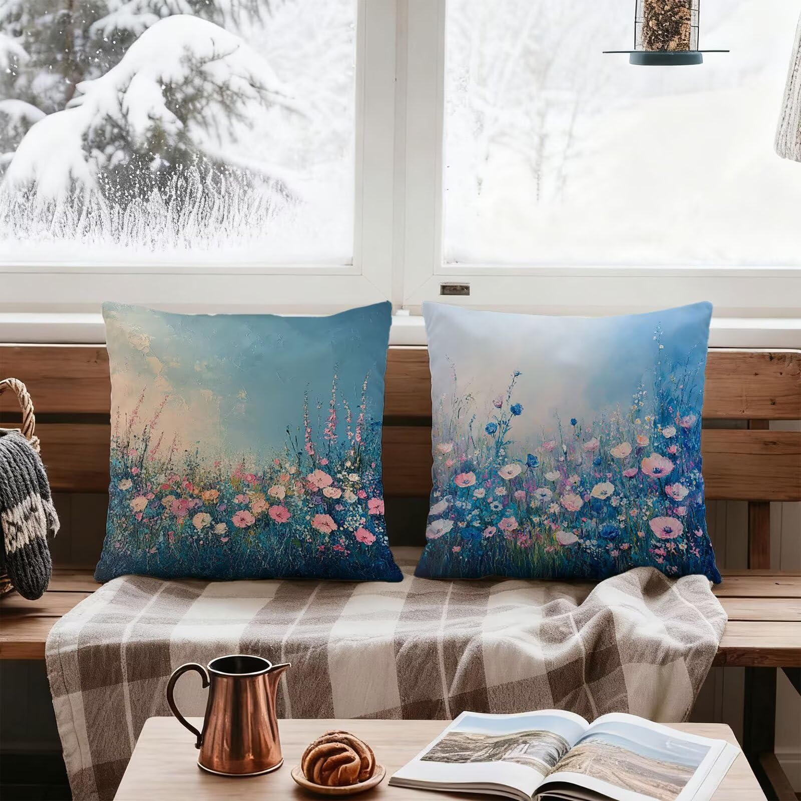 Azul Funda Cojin 60x60 Rosa Funda Almohada 60x60 Cojines Sofa Súper Suave Fundas Cojines Decorativos Fundas Almohadas 4 Piezas Almohada Cervicales y Cuello, para Hogar Cama Salon Decoracion E - 823