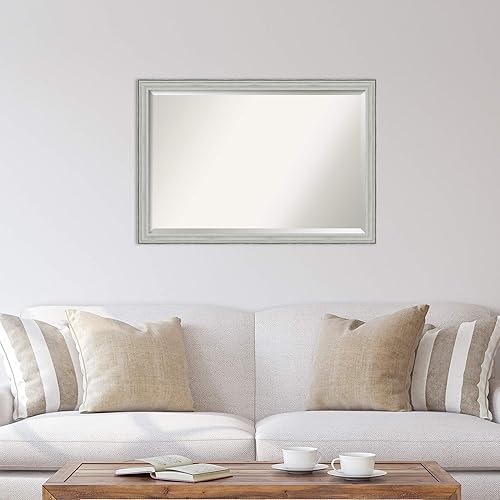 Miniatura 5 de Amanti Art Espejo de pared plateado de 27 x 39 pulgadas, Bel Volto, espejo de baño rectangular plateado para decoración de pared, sala de estar,