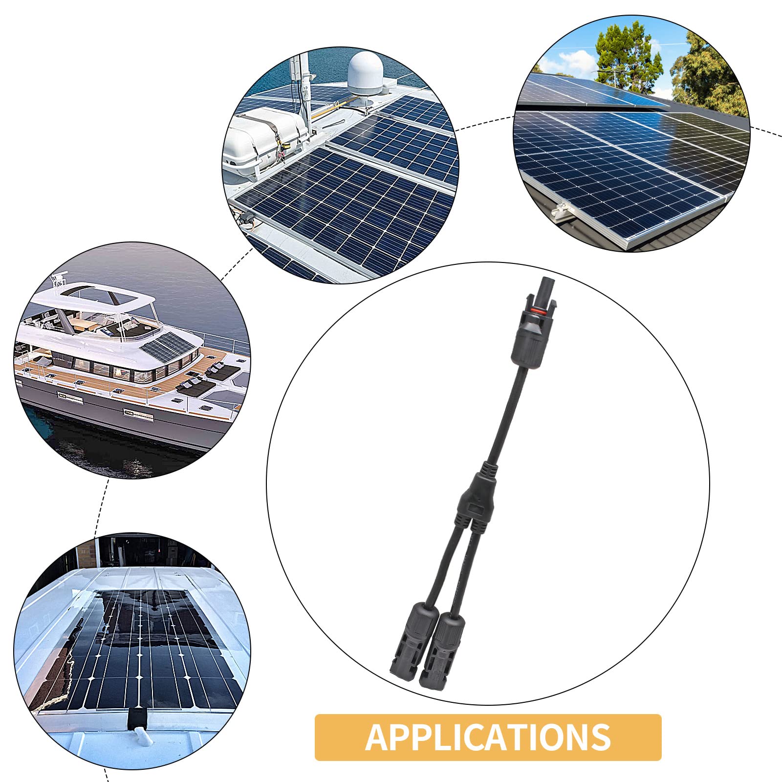 Conectores solares Y cable adaptador paralelo de rama en Y, conectores de rama Mc4 2 a 1, adaptador de enchufe fotovoltaico para panel solar MFF + MMF