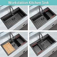 Vista 61 de Fregadero de barra negro, fregadero de cocina negro de montaje inferior de 15 pulgadas, fregaderos de cocina de 15 x 15 x 10 pulgadas, fregadero