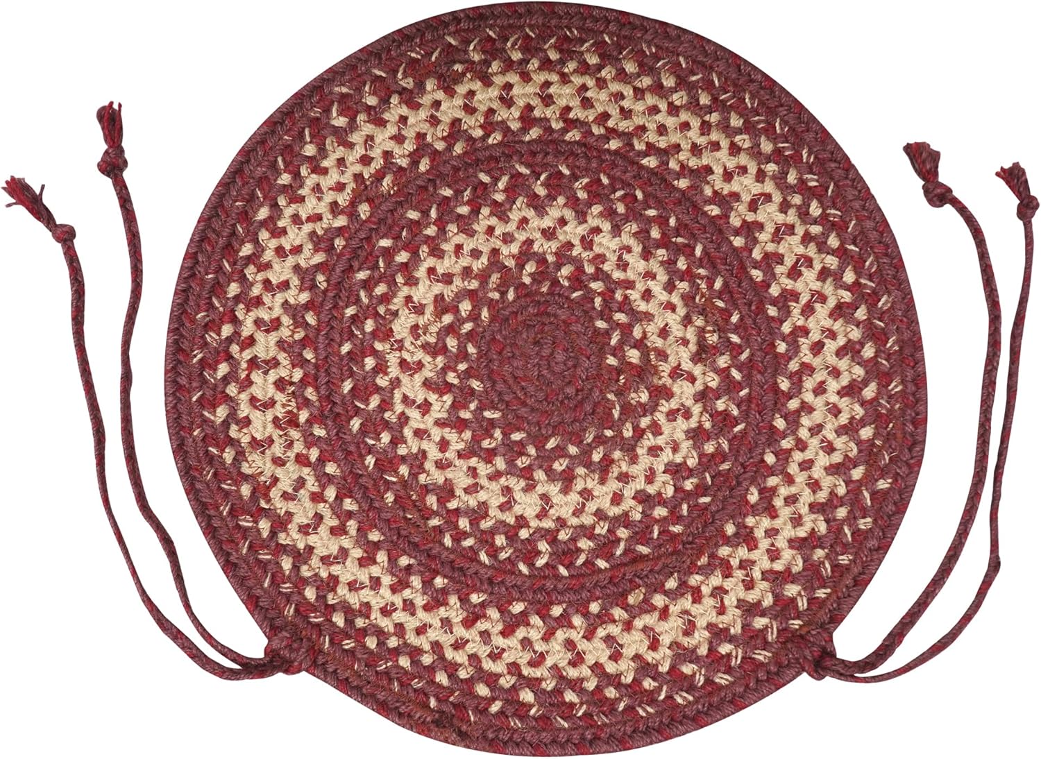 Homespice Autumn Maple Jute Braided Kitchen Chair Pads 15x15 Set of 2 - Durable, Naturally Comforting & Reversible