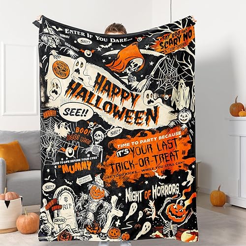 Miniatura 9 de Manta de otoño con texto en inglés Happy Fall Y'all, decoración de otoño y Acción de Gracias, manta de franela súper suave, ligera y esponjosa para