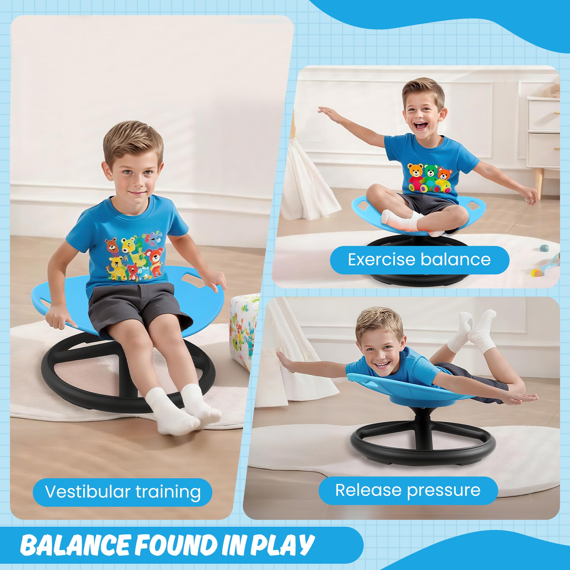 COSTWAY Sedia Girevole A 360° Per Bambini, Sedia Sensoriale Con Base In Metallo Antiscivolo Per Allenare La Coordinazione Fisica E Lequilibrio Giocattolo Per Cameretta Rossoelefante 92644030