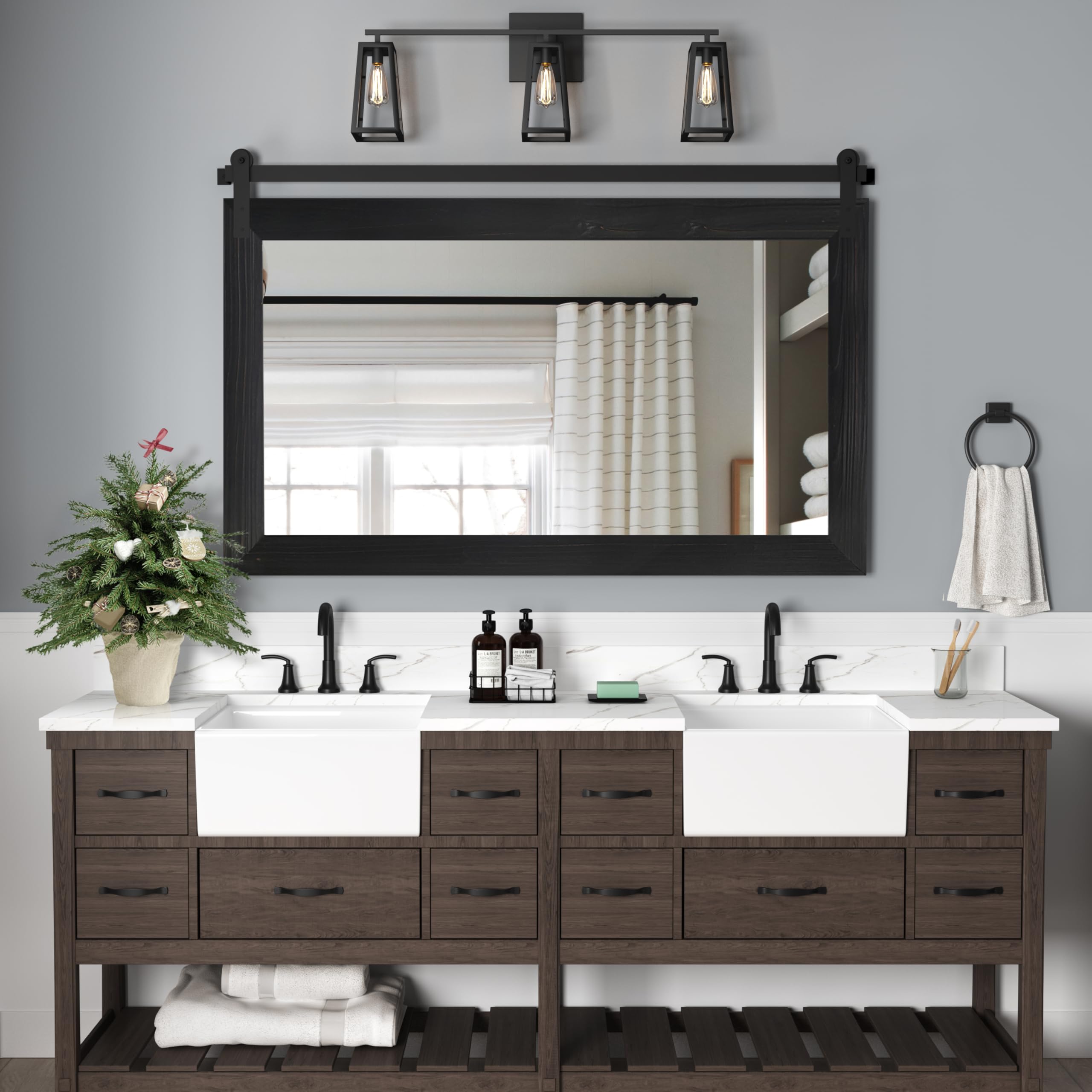COGOOD Farmhouse Bathroom Mirrors for Over Sink - 30 x 41 Black