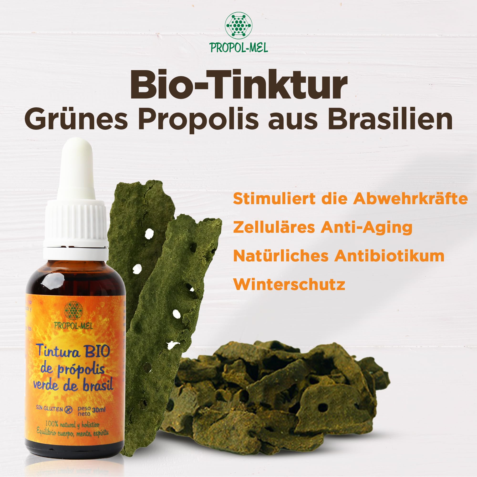 Brasilianischer grüner Propolis-Flüssigextrakt 30 ml – BIO. Urtinktur. 100% natürlich, glutenfrei, 25% Gewicht/Volumen.