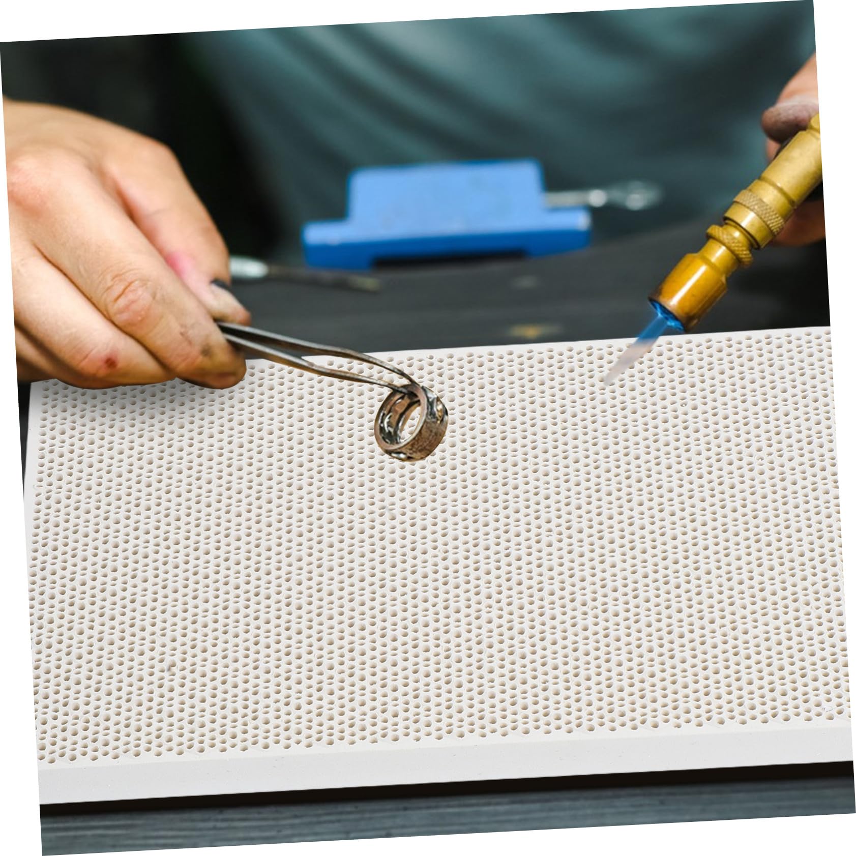 Placa de Soldadura para Joyería DIY de Panal 2 Piezas de Cuarzo | Color Plata, para Fabricación y Reparación de Joyas Metálicas, Formato Nido de Abeja