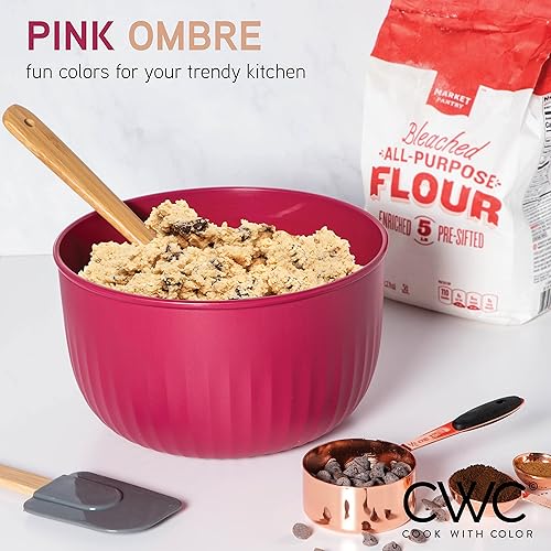 Miniatura 3 de COOK WITH COLOR Tazones de preparación con tapas - Juego de tazones pequeños de plástico para mezclar anchos y profundos que se anidan con tapas,