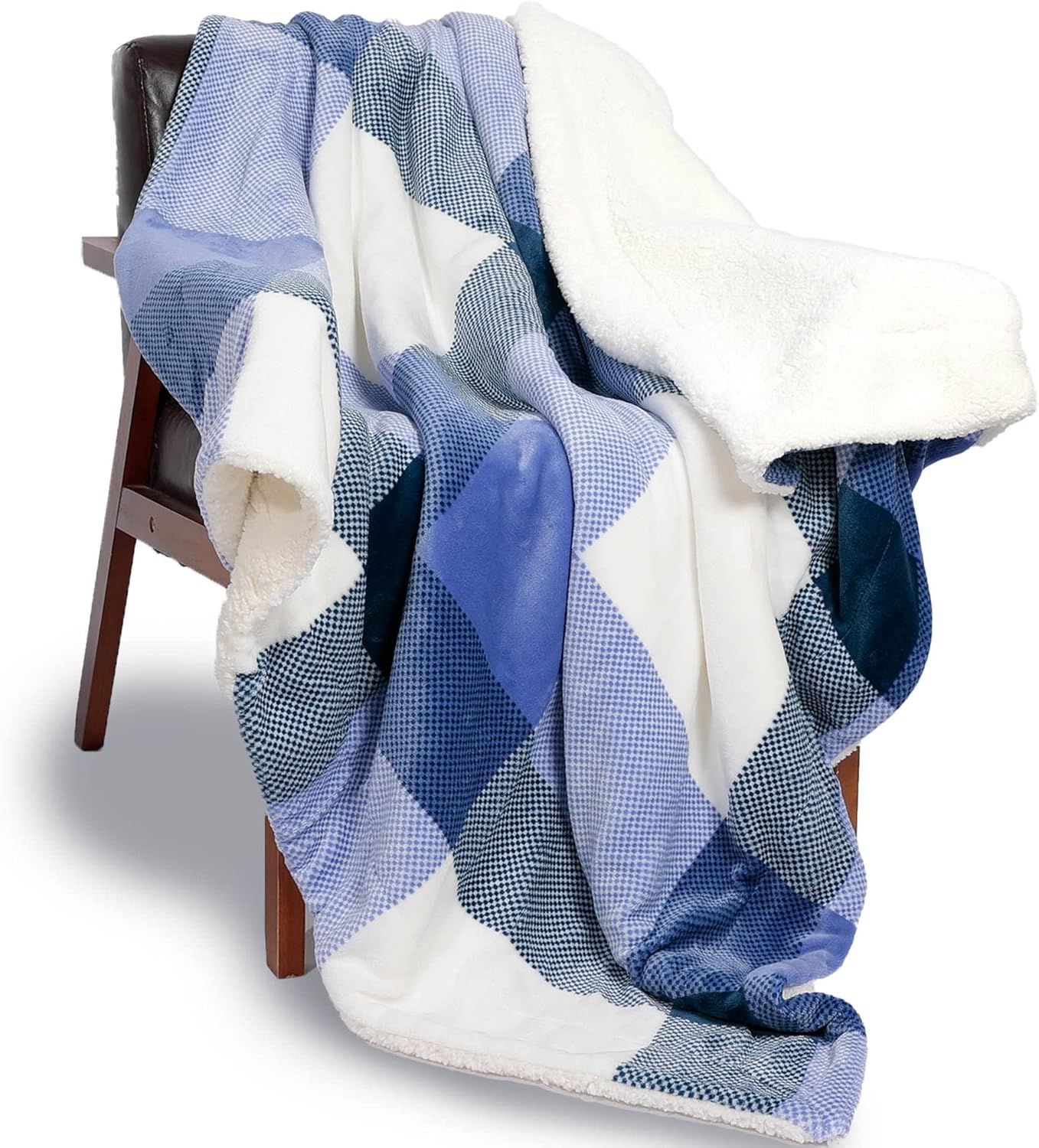 NANPIPER Sherpa Blanket,Warm Fuzzy Checkered Blanket,Soft