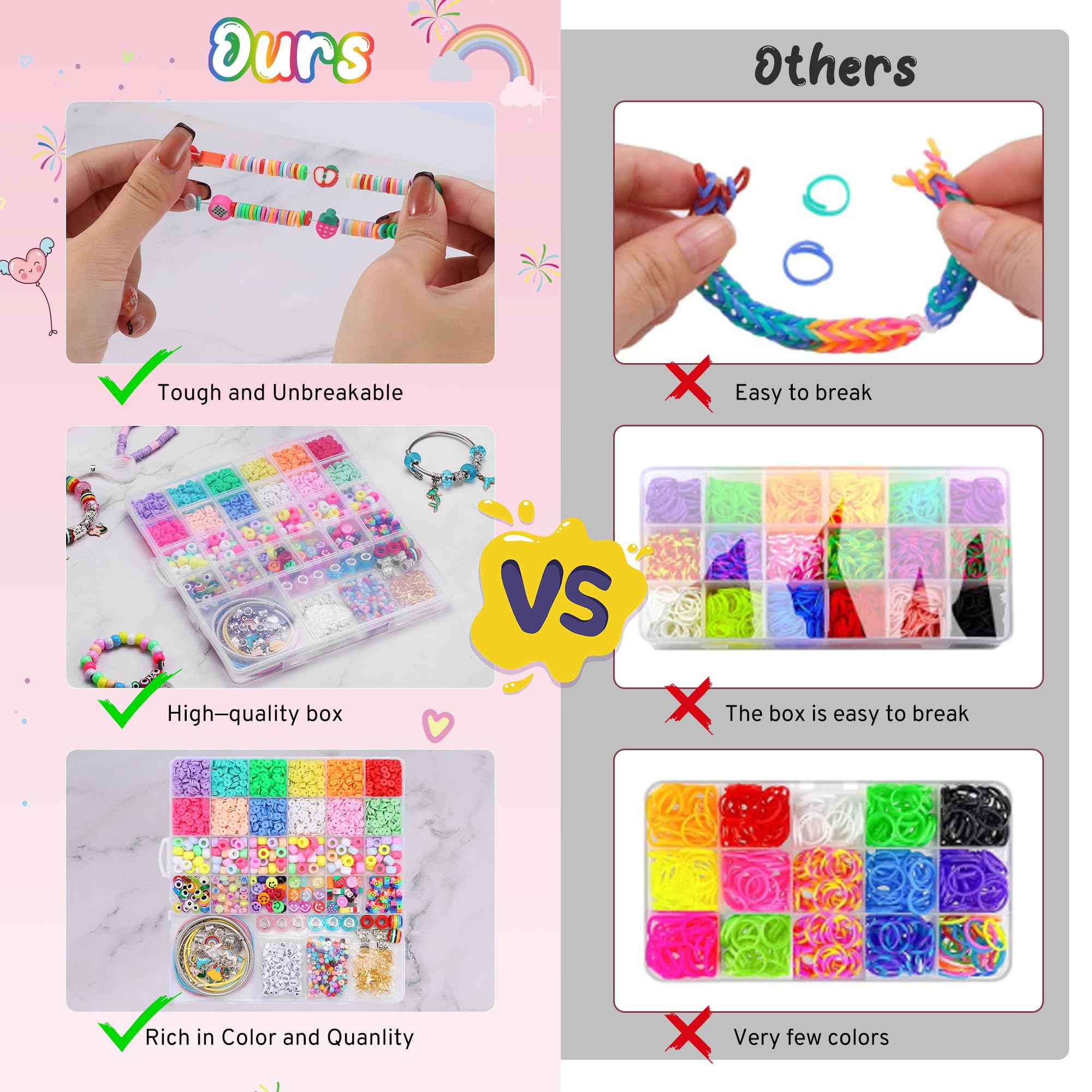 Kit per Braccialetti Fai Da Te, Giochi per Fare Braccialetti Bambina 5-12 Anni, Kit per Creare Gioielli per Realizzare Braccialetti, Bracciali e Collane Unici per Creazione di Gioielli Artigianali