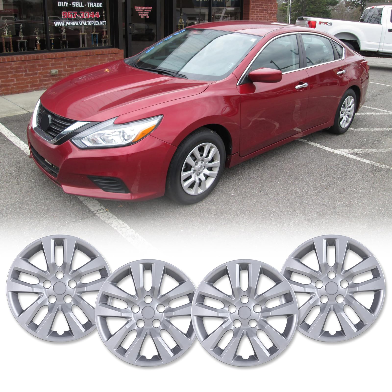 AUTOFREE 16” Hubcaps, Fit for 2013-2018 Nissan Altima Sedan, Set of 4 Silver Lacquer Finish Wheel Rim Covers, Durable PP Material, Easy Snap-On Installation, 16 Inch Silver Lacquer 4-Pack