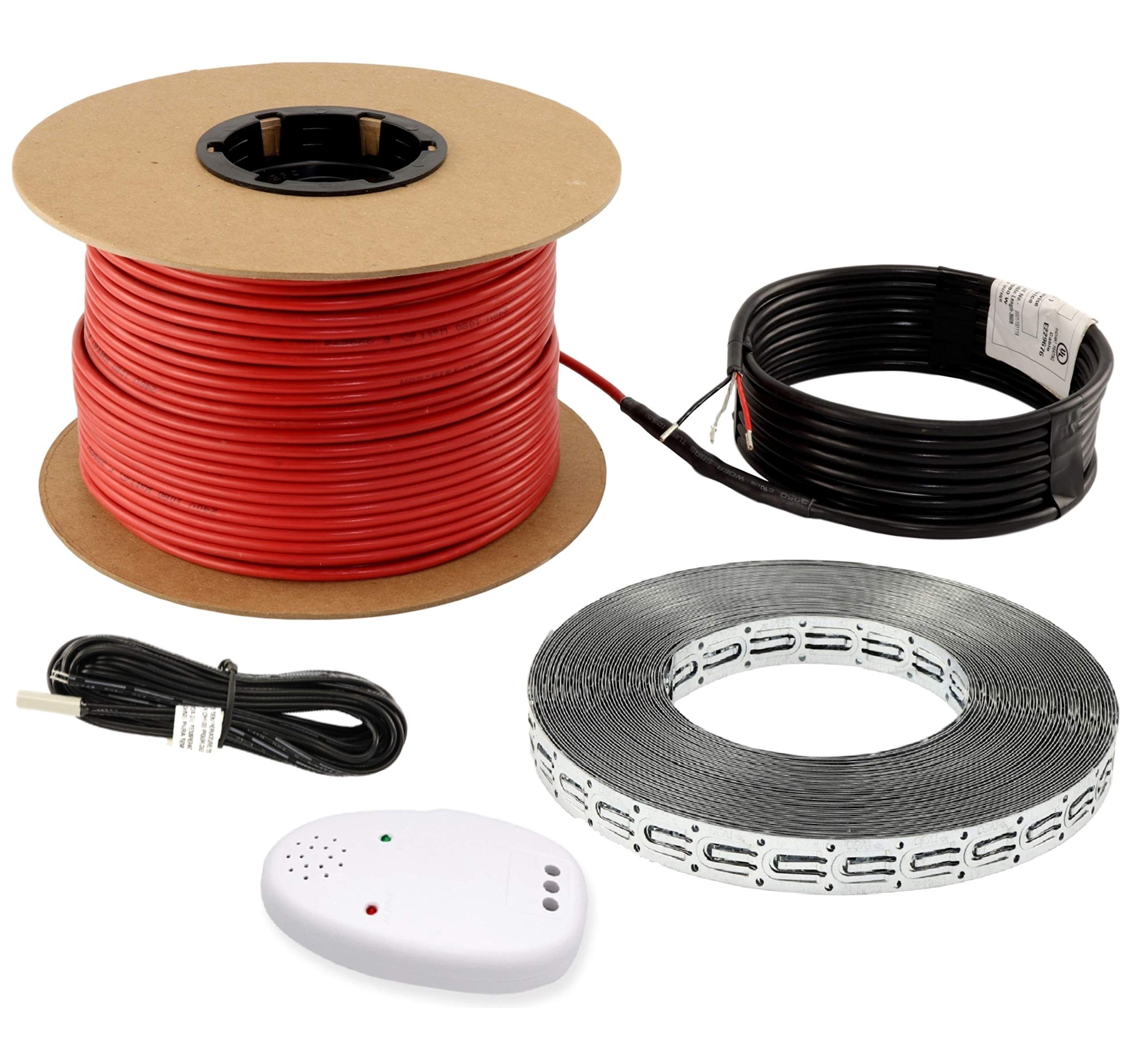 140 Sqft Floor Heating Cable Kit - 240v Electric Radiant Floor Heating System under tile, Laminate and More. Includes Under Floor Heating Cable, Guides/Strapping, 10kohm Floor Sensor & Alarm