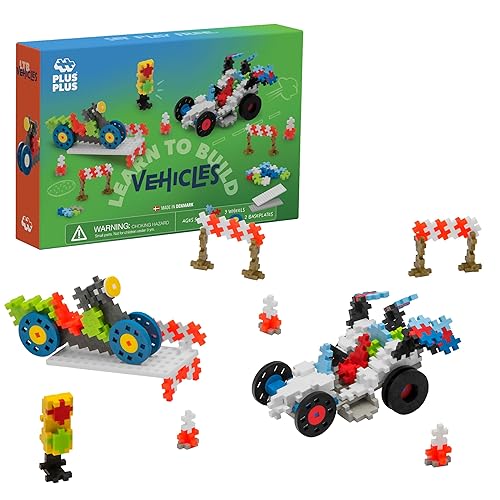PLUS PLUS - Aprende a construir vehículos, 360 piezas - Tallo de construcción de construcción/juguete de vapor, mini bloques de rompecabezas