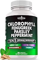 Vista 1 de Cápsulas de fenogreco de clorofila - Suplemento desodorante interno de menta - Fenogreco 20:1, musgo marino, perejil, clorella, espirulina, olmo