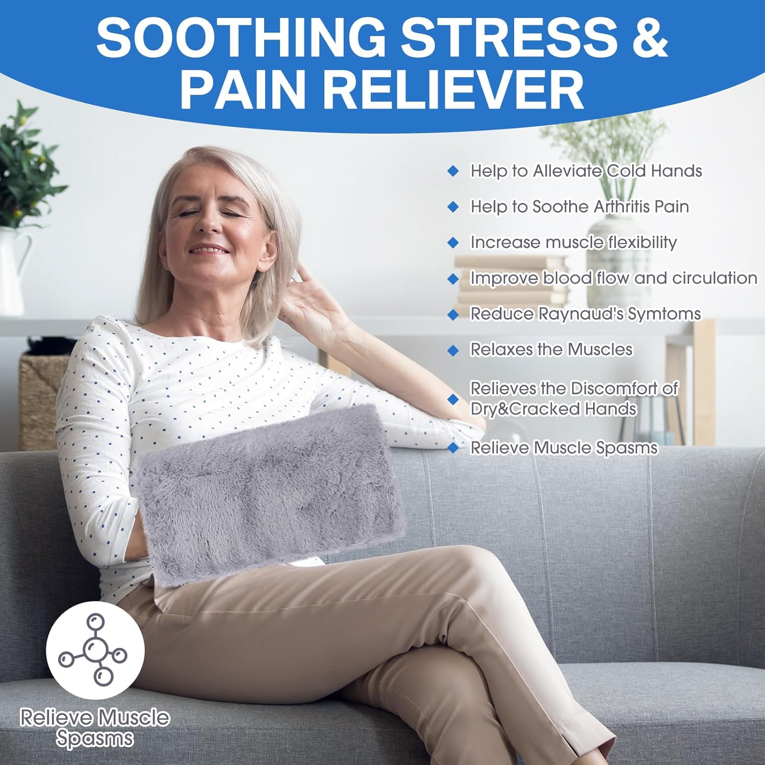 Drydiet 1 Pack Microwavable Therapy Hand Muff Microwavable Hand Heating Pad with Washable Cover 13x7 Heated Pad Muff for Arthritis Pain Winter Supplies