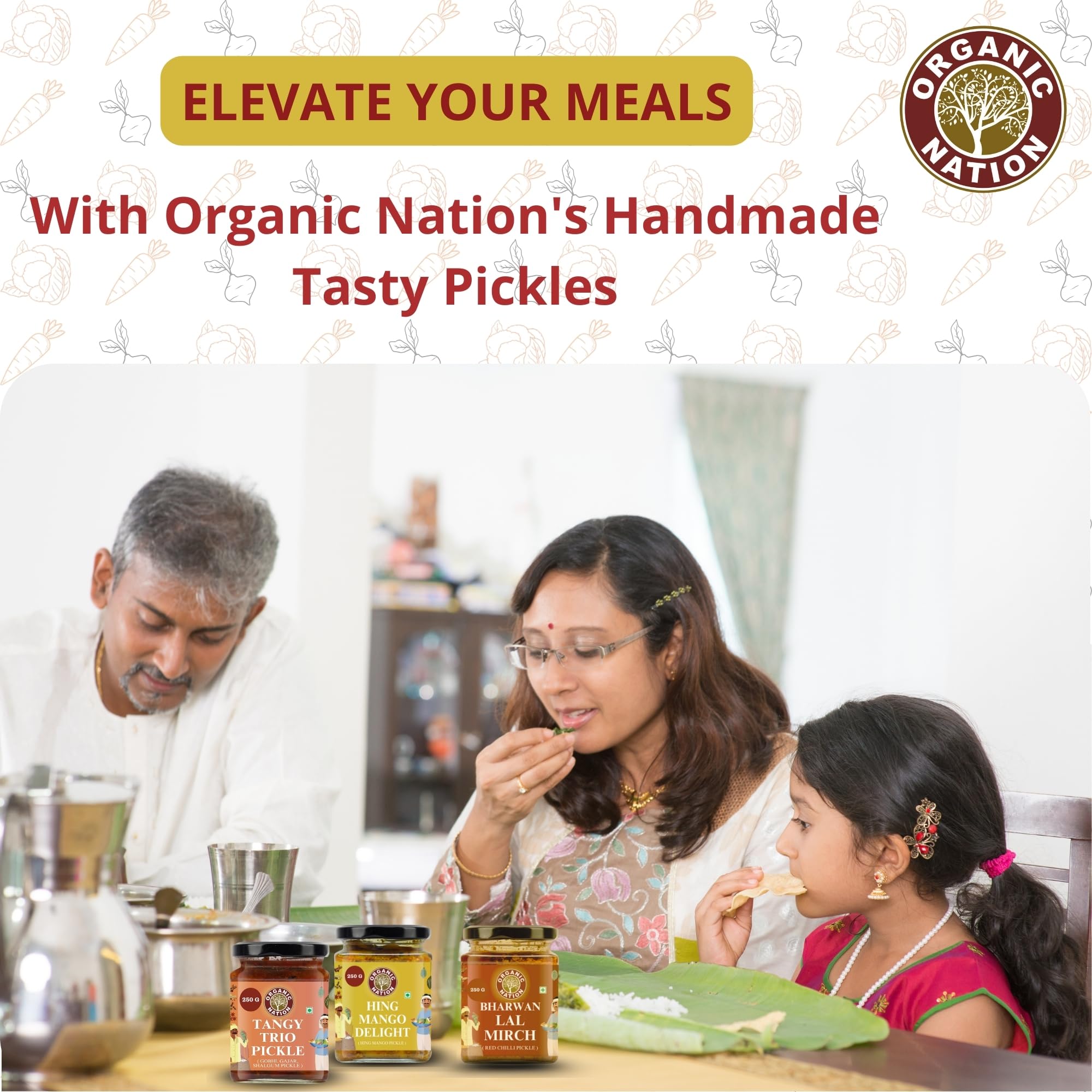 ORGANIC NATION Deliciously Tangy Gobhi Gajar Shalgam Pickle | Homemade Pickles with Authentic Flavor | Mixed Pickle Made with Fresh Ingredients | Organic Pickle 250g Jar, Vibrant Color 4