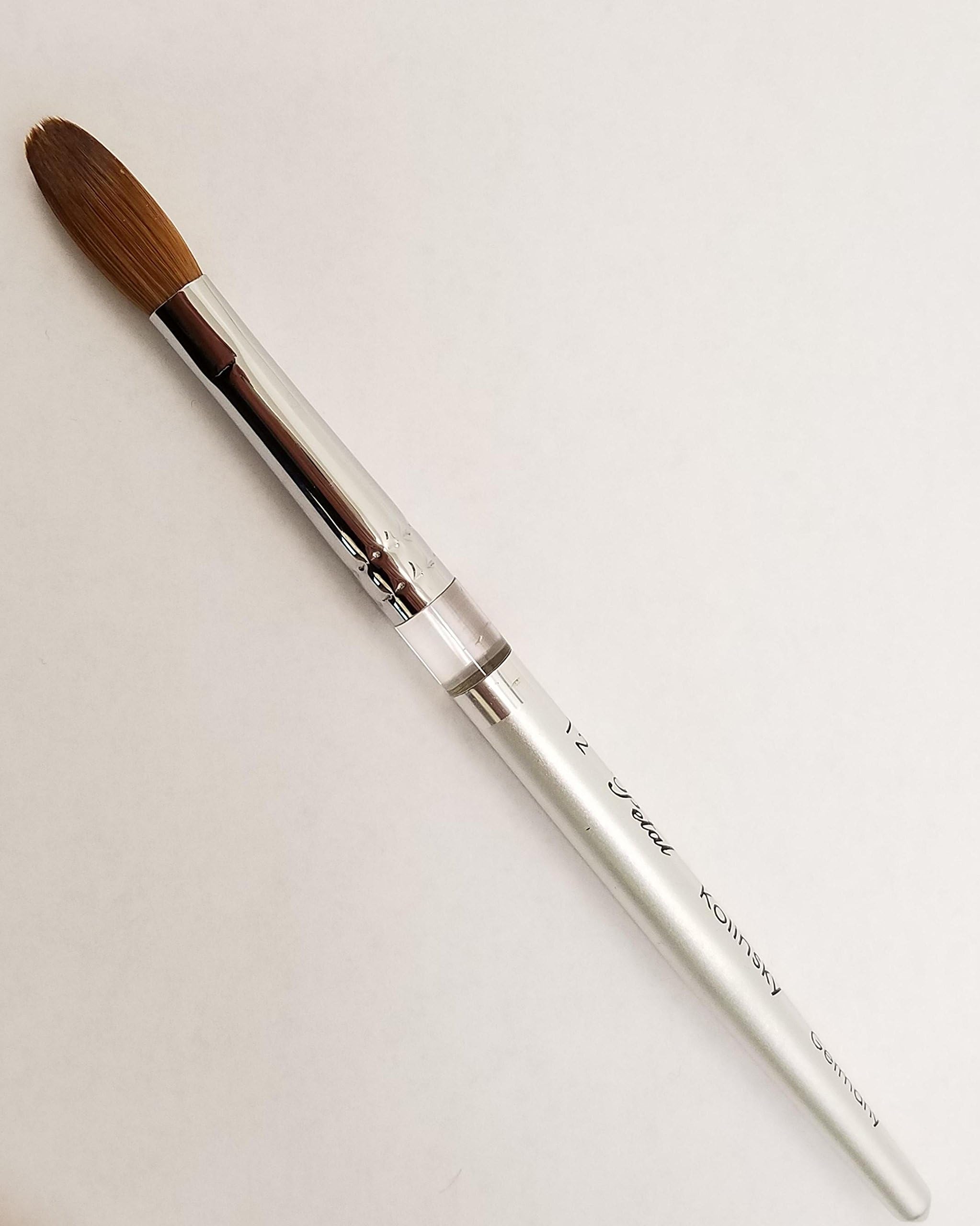 Petal Kolinsky Silver Handle Acrylic Nail Brush Manicure Powder SIZE #12 (CRIMPED)