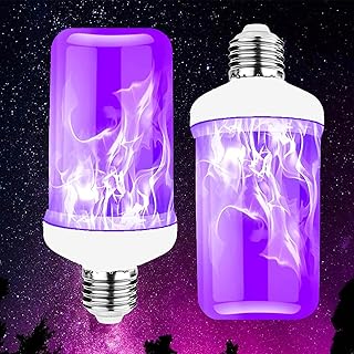 E26/E27 LED Purple Light Bulbs,6W 4 Modes Flame Effect Fire Light Bulbs with Gravity Sensor for Halloween Christmas Party, Restaurant, Indoor Outdoor Home Decor(1 Pack)（Purple,2Pack）