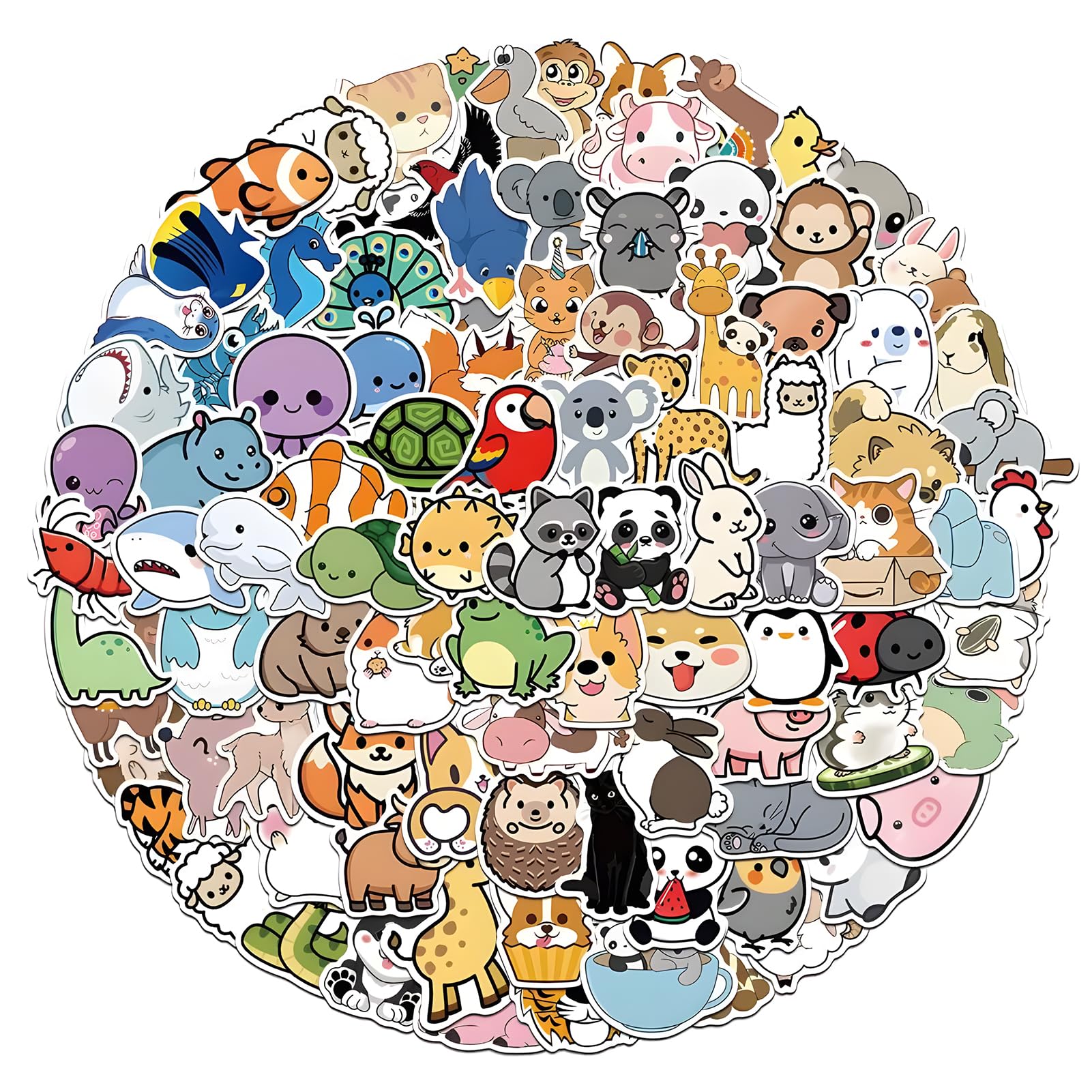 100PC Animal Stickers,Vinyl Cartoon Sticker Scratch Resistant,Cute Stickers for Magazines, Laptop Luggage Scrapbooks