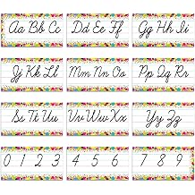Gilprop 12 Pcs Cursive Alphabet Line Cursive Bulletin Board Set Classroom Alphabet for Wall Number and ABC Wall Decor for Preschool English Poster Kindergarten Primary School HomeColorful,Confetti