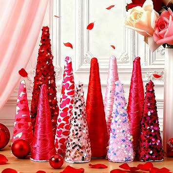 Yuntau 10 Pcs Pink Christmas Cone Tree Decorations