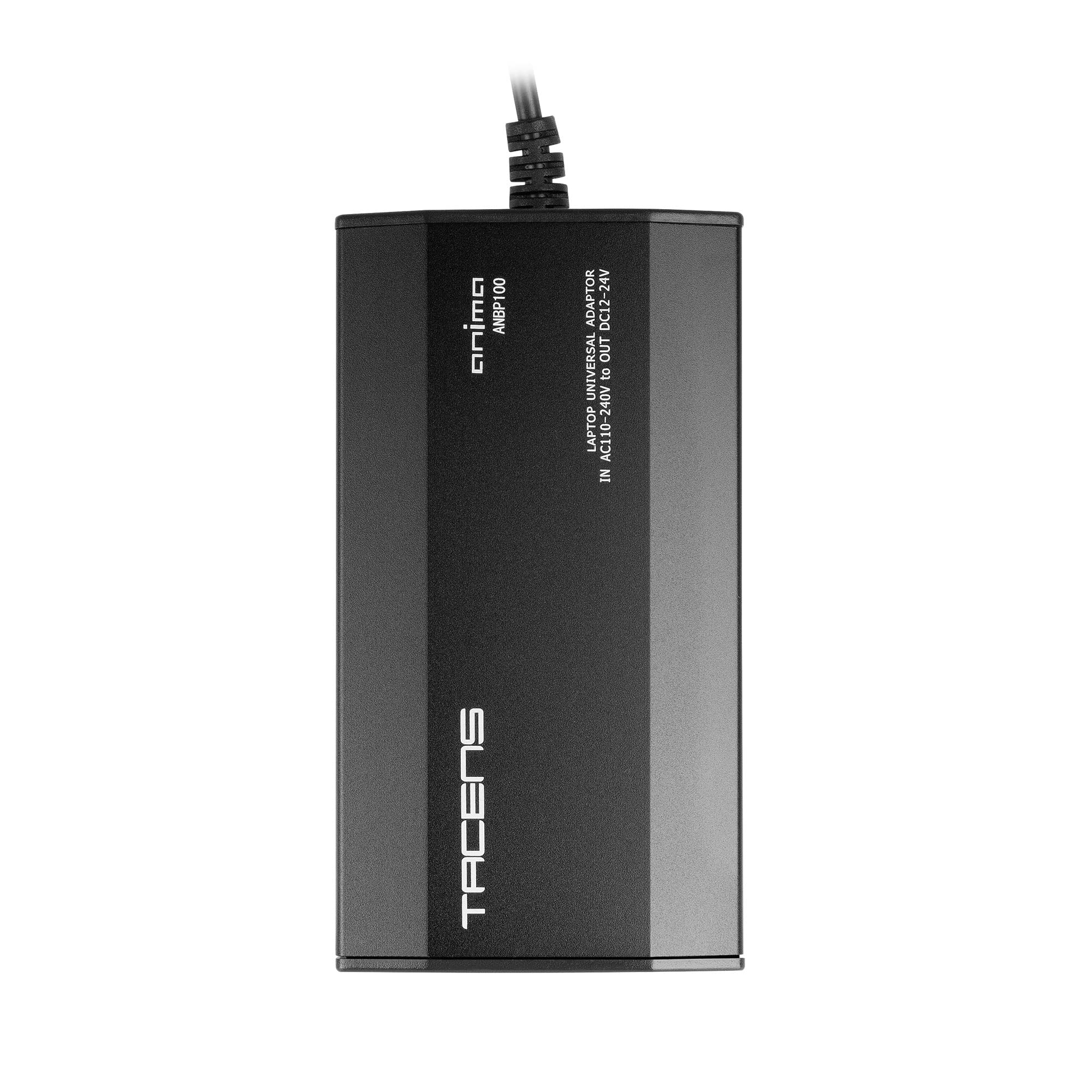 Tacens Anima ANBP100, Kompaktowa Uniwersalna Ładowarka do Laptopów, 10 Adapterów, 8 Napięć, Złącze USB, 100W, Czarny