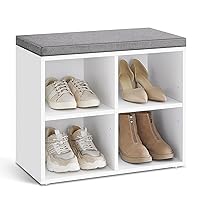 VASAGLE Panca Scarpiera, Scarpiera Ingresso con Seduta Imbottita e 4 Scomparti
