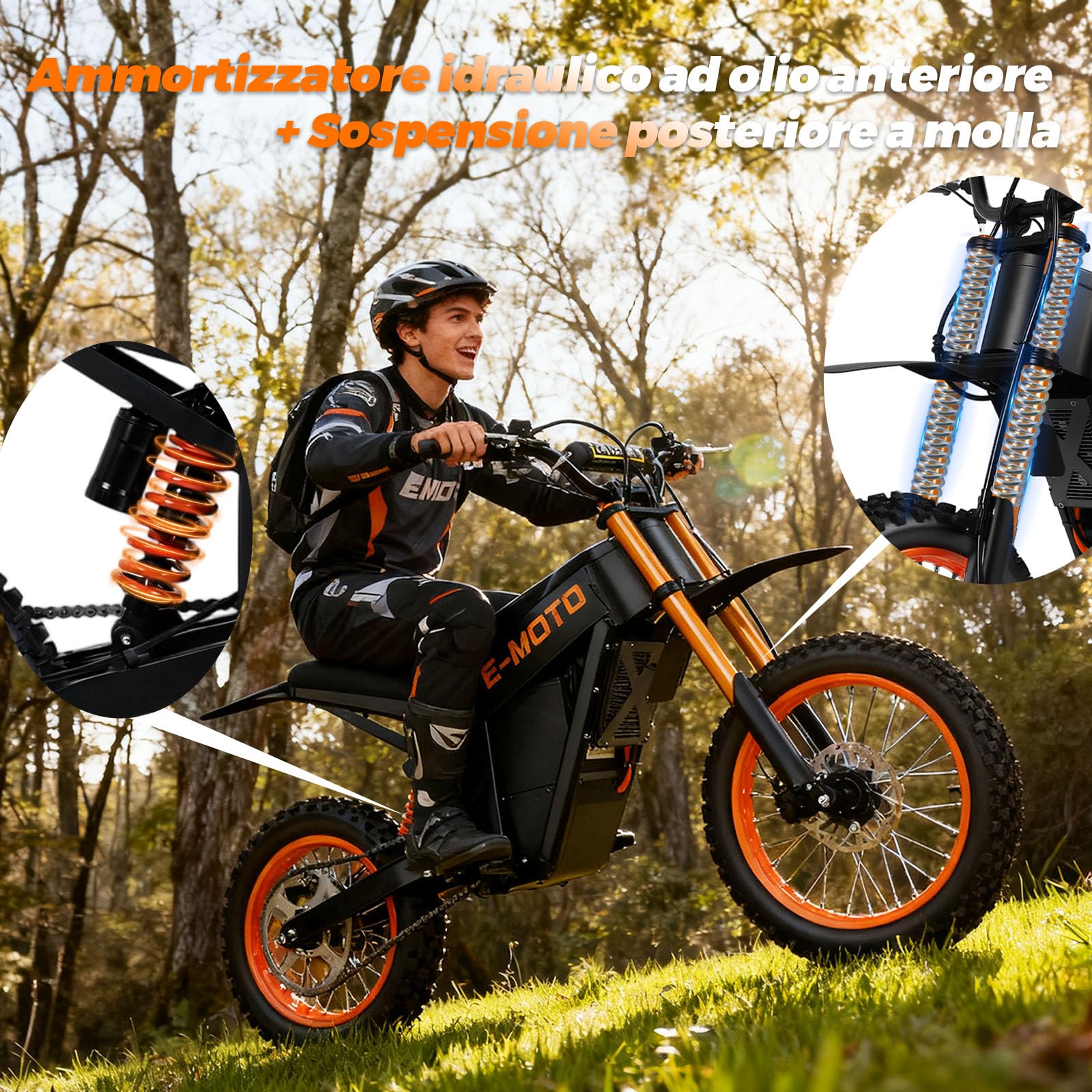 Bici Elettrica Per Adulti 14"/12", Fuoristrada Bicicletta Elettrica 48V 20,8Ah, Autonomia di 45-55km Ebike,Sospensioni e Freni Idraulici Bici Elettrica,3 Modalità di Guida Moto Elettrica Adolescenti