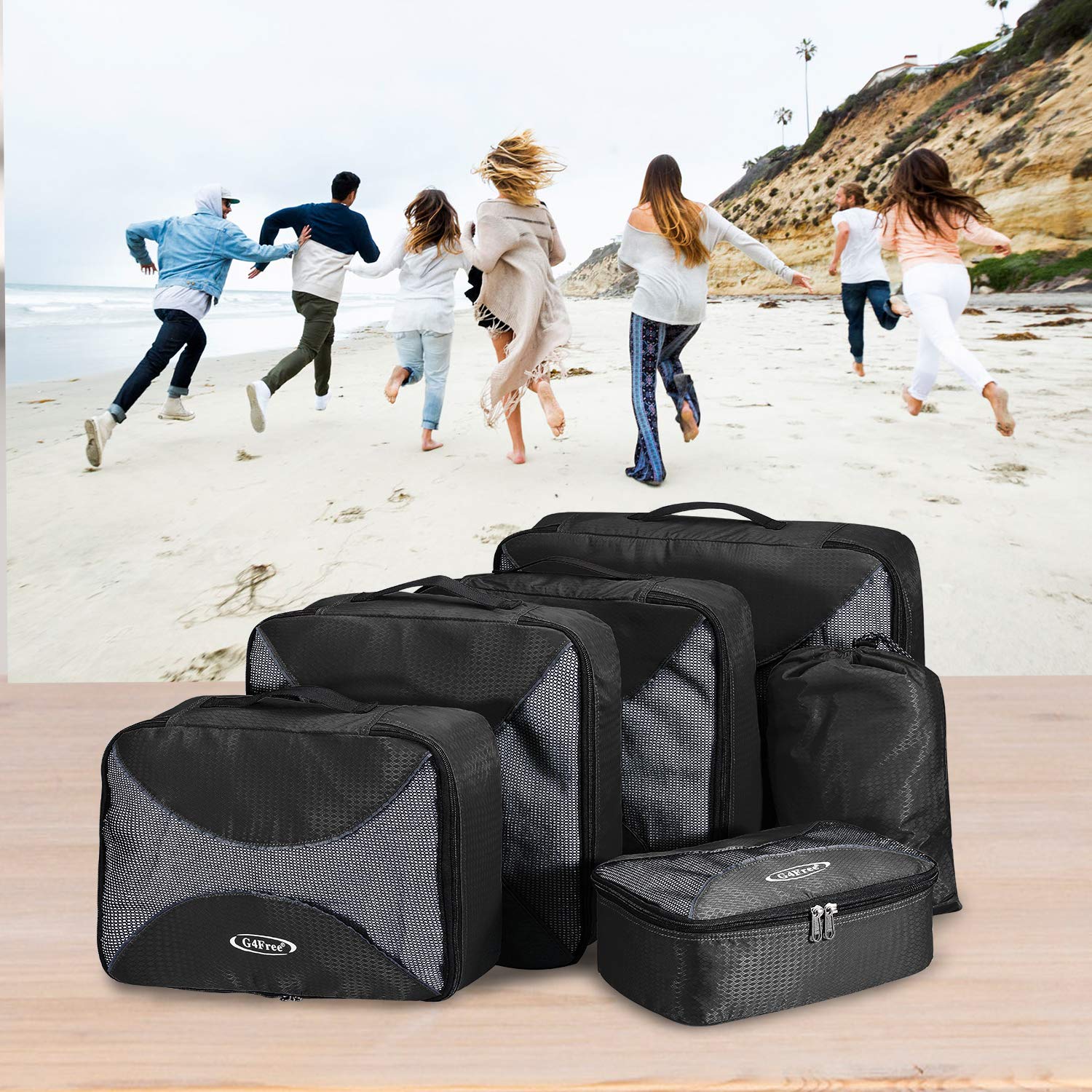 G4Free Set di 4/6 cubi da imballaggio per bagagli da viaggio, borse da imballaggio, bagagli da viaggio per vacanze e viaggi