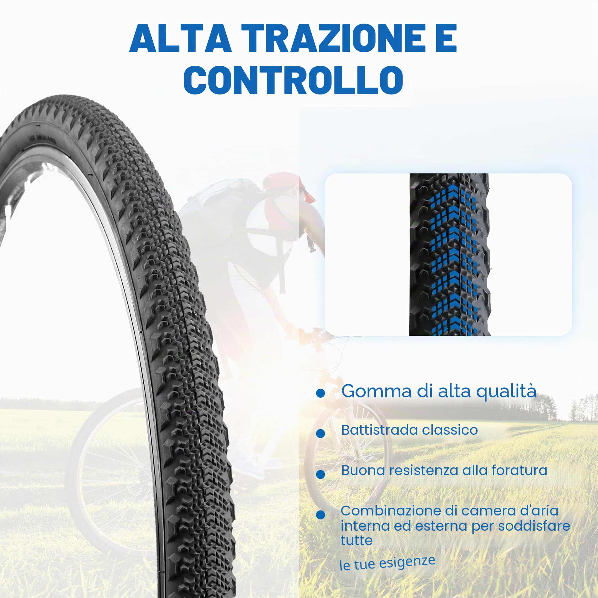 MEGHNA Pneumatici di ricambio per bicicletta, 700 x 42 c, per bici da corsa, tubo flessibile