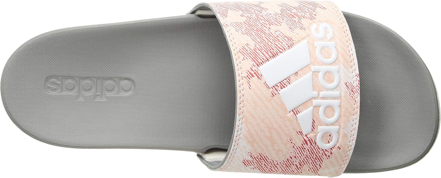 adidas Women's Adilette Comfort Slides, Dust Pink/White/Grey, 11