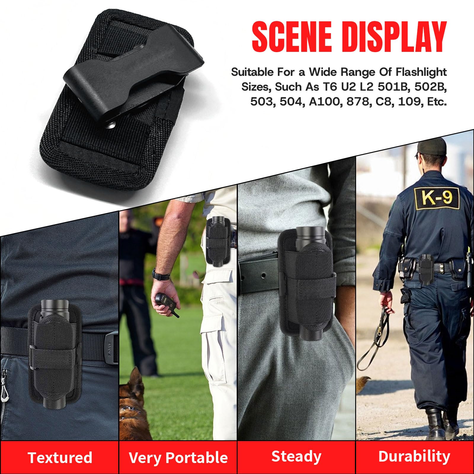 ACEXIER Pochette d'étui de lampe de poche Molle tactique pour ceinture avec clip rotatif à 360 degrés porte-lampe de poche de chasse sac étui de torche
