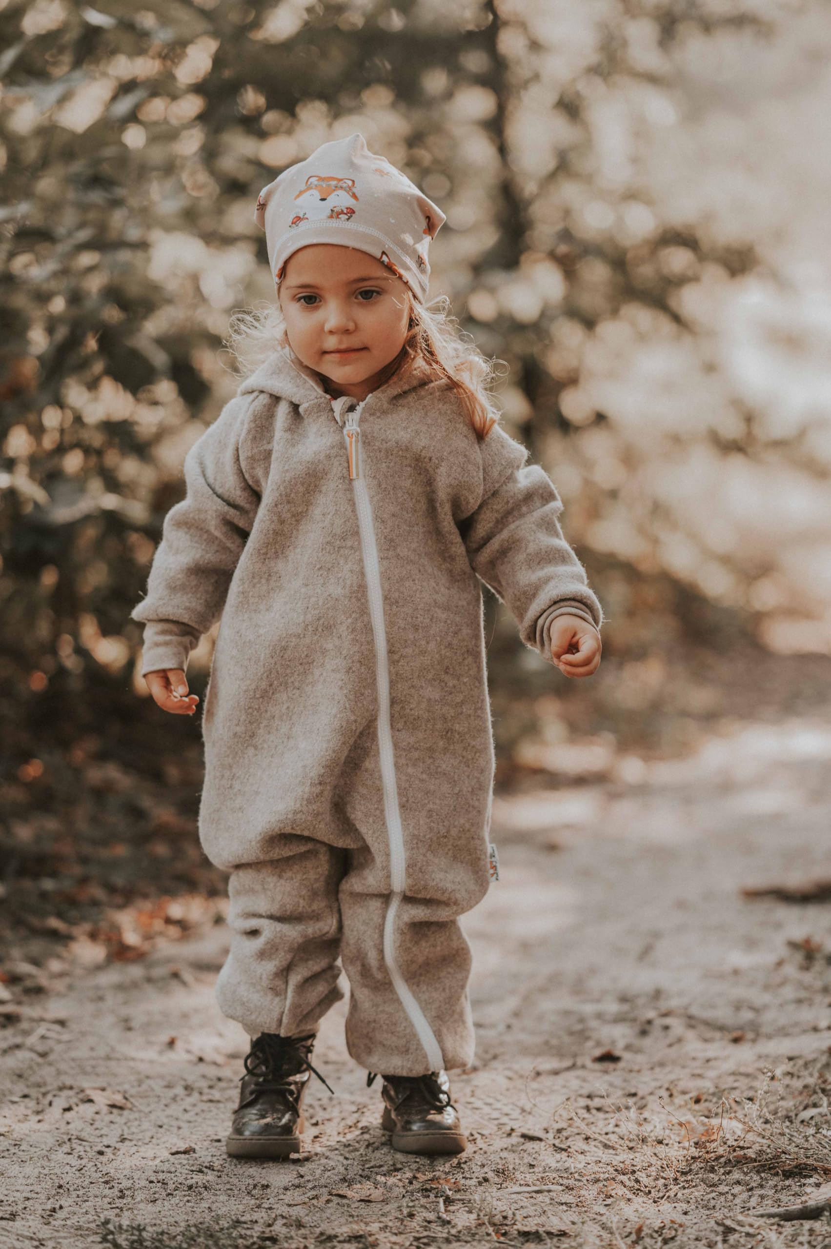 Fuchs & Kiwi Walkoverall Baby – Natur Schurwolle & Jersey Futter – Öko-Tex, Hautfreundlich – Handmade in Berlin – Wollwalk Overall Baby & Kleinkind Unisex – Winter & Herbst