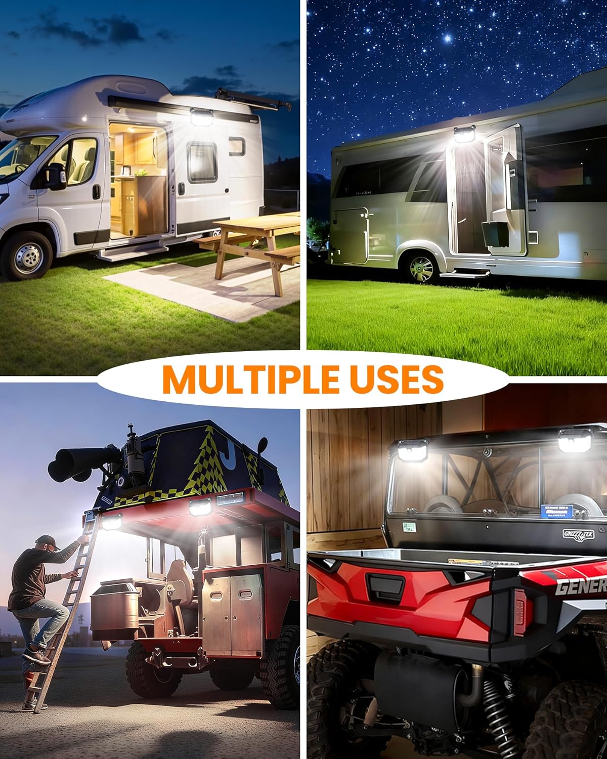 LUHLEE 178 LED Magnetic RV Solar Lights Outdoor, 800LM Ultra-Bright RV Porch Light with Motion Sensor, Strong Magnets IP65 Waterproof rv Lights Exterior for Awning Camper Trailer Porch (2 Pack) - Image 6