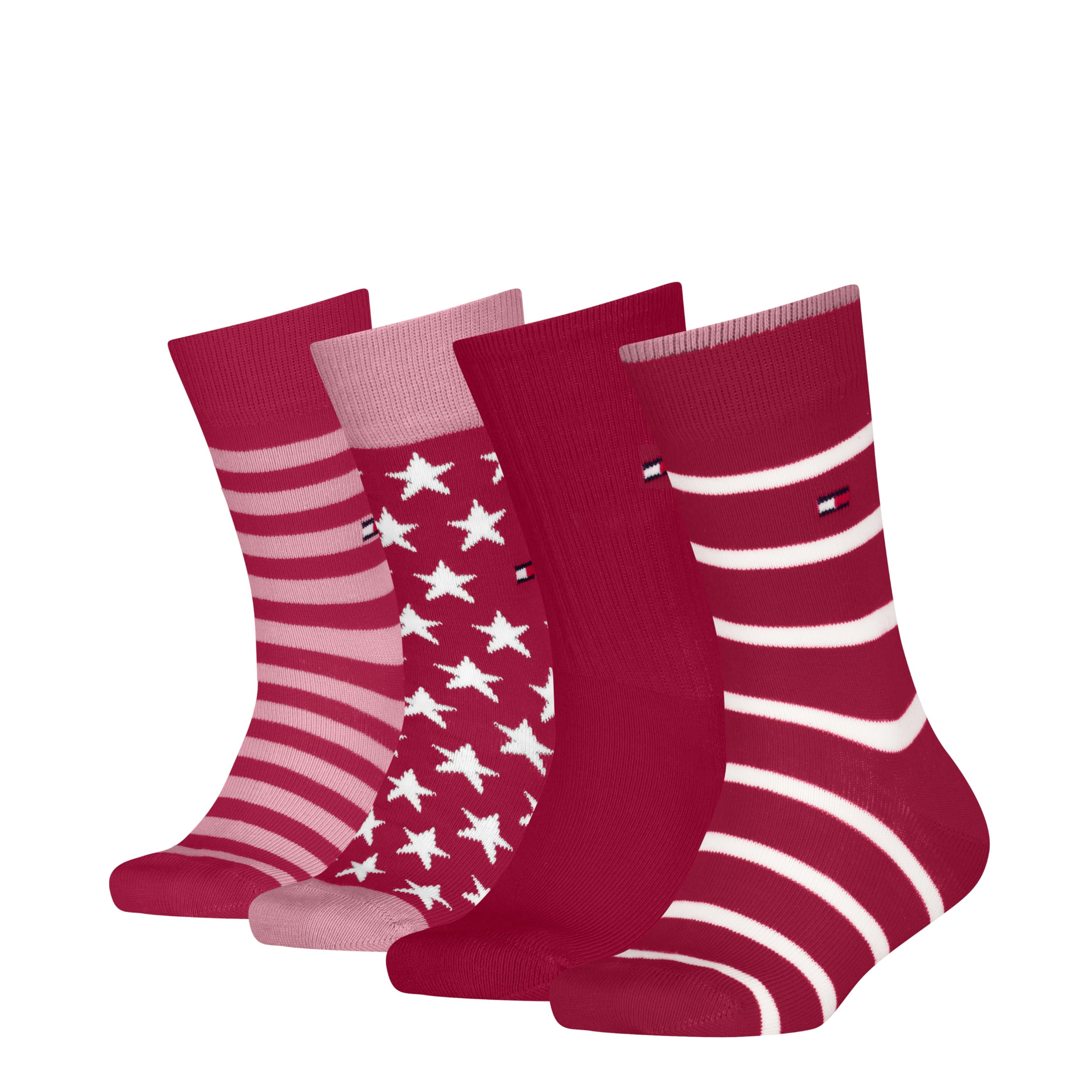 Tommy Hilfiger Unisex Kid's Breton Stripe Stars Classic Sock, Pink, 35-38 (Pack of 4)