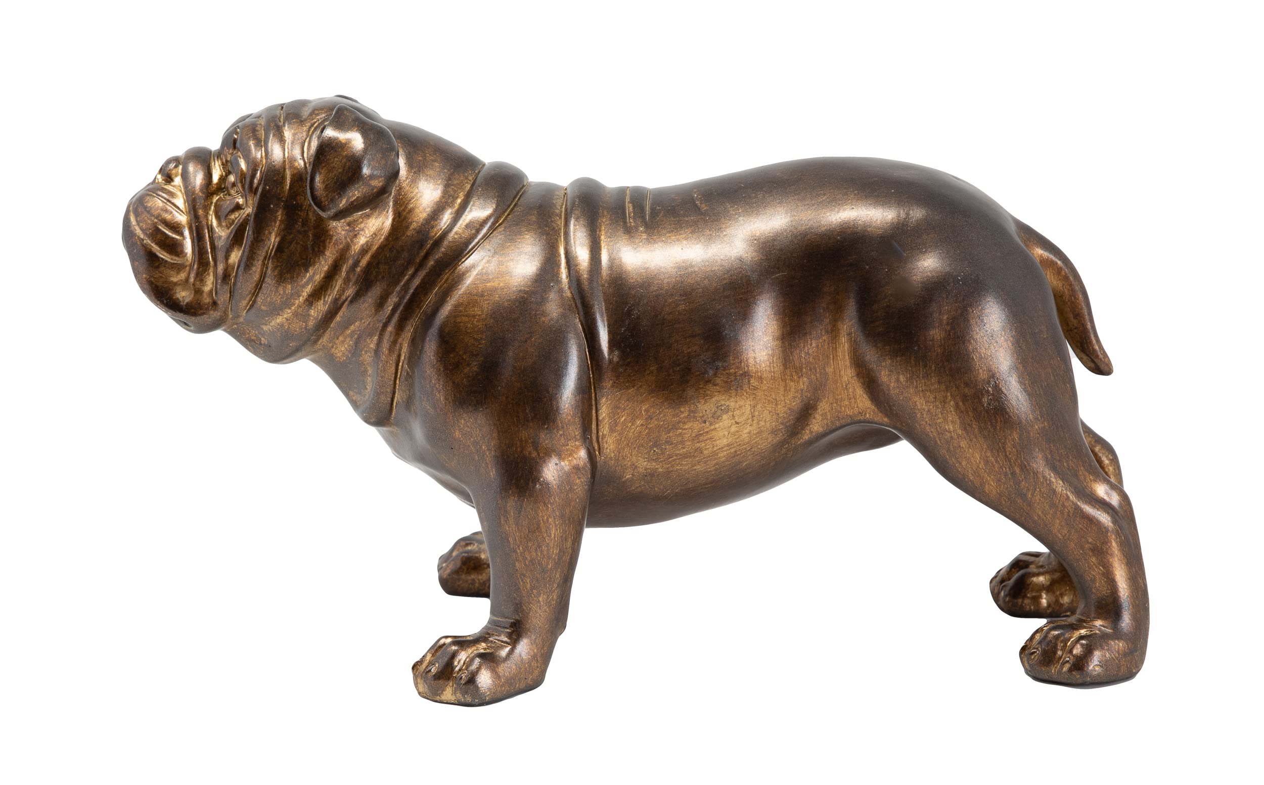 Sculpture en résine bronzée bouledogue britannique décoration classique chien debout finition bronze antique