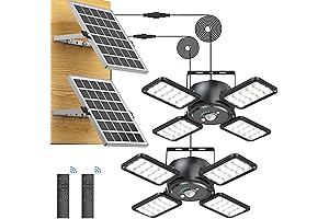 144 LED Solar Shed Light with 1200LM, Motion Sensor and Remote Control:...