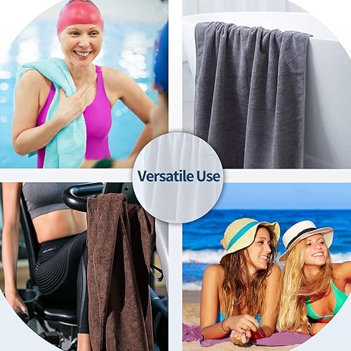 Miniatura 6 de MERRY HOME Juego de 6 toallas de baño de microfibra de 27 x 55 pulgadas, ultra suaves y absorbentes, de secado rápido, para baño, piscina, spa y