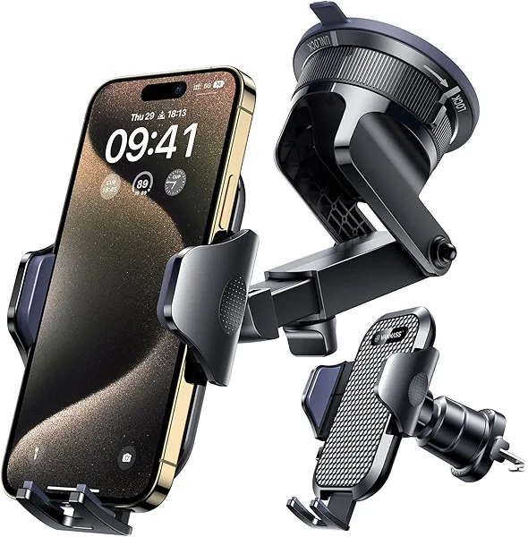 [2025 True Military-Grade] Car Phone Holder VANMASS [Upgraded Strongest Suction & Clip] Cell Phone Mount for Dashboard Windshield Vent, Truck Cradle Stand for iPhone 17 Pro Max 16 15 14 Android Camera