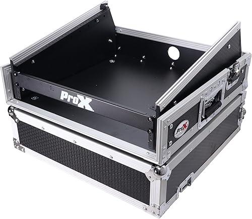 Miniatura 7 de Artist Unknown ProX Cases T-2MRSS 2 Space Amp 10 Slanted Top 2U 10U Mixer DJ Combo Rack Mount Flight Case Negro, Negro -, Estuches