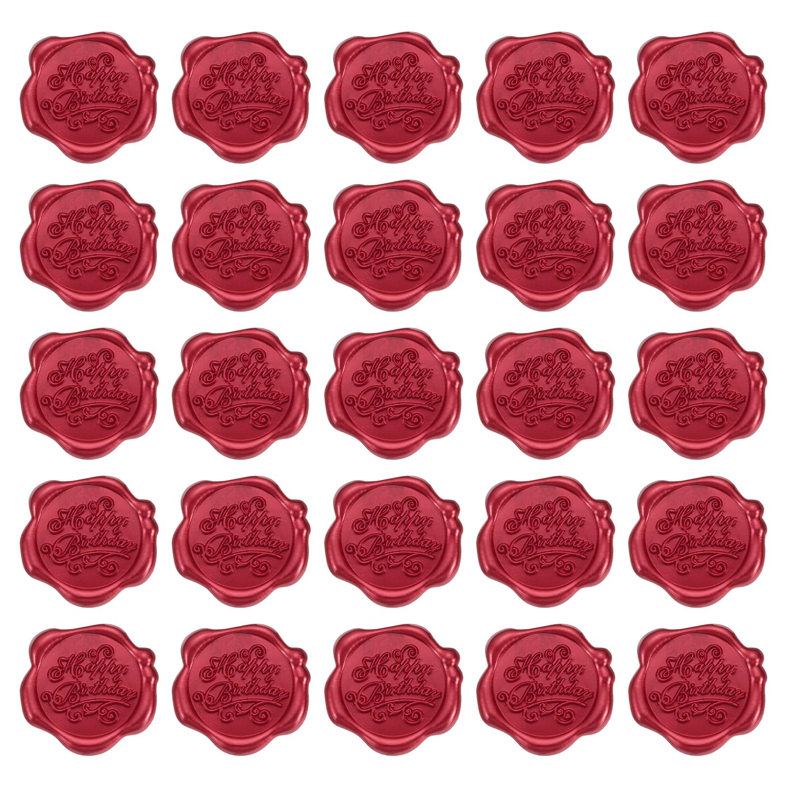PATIKIL Wax Seal Stickers - 50 Pcs Self-Adhesive Embossed Birthday Seals For Invitations, Letters & Gifts, Red