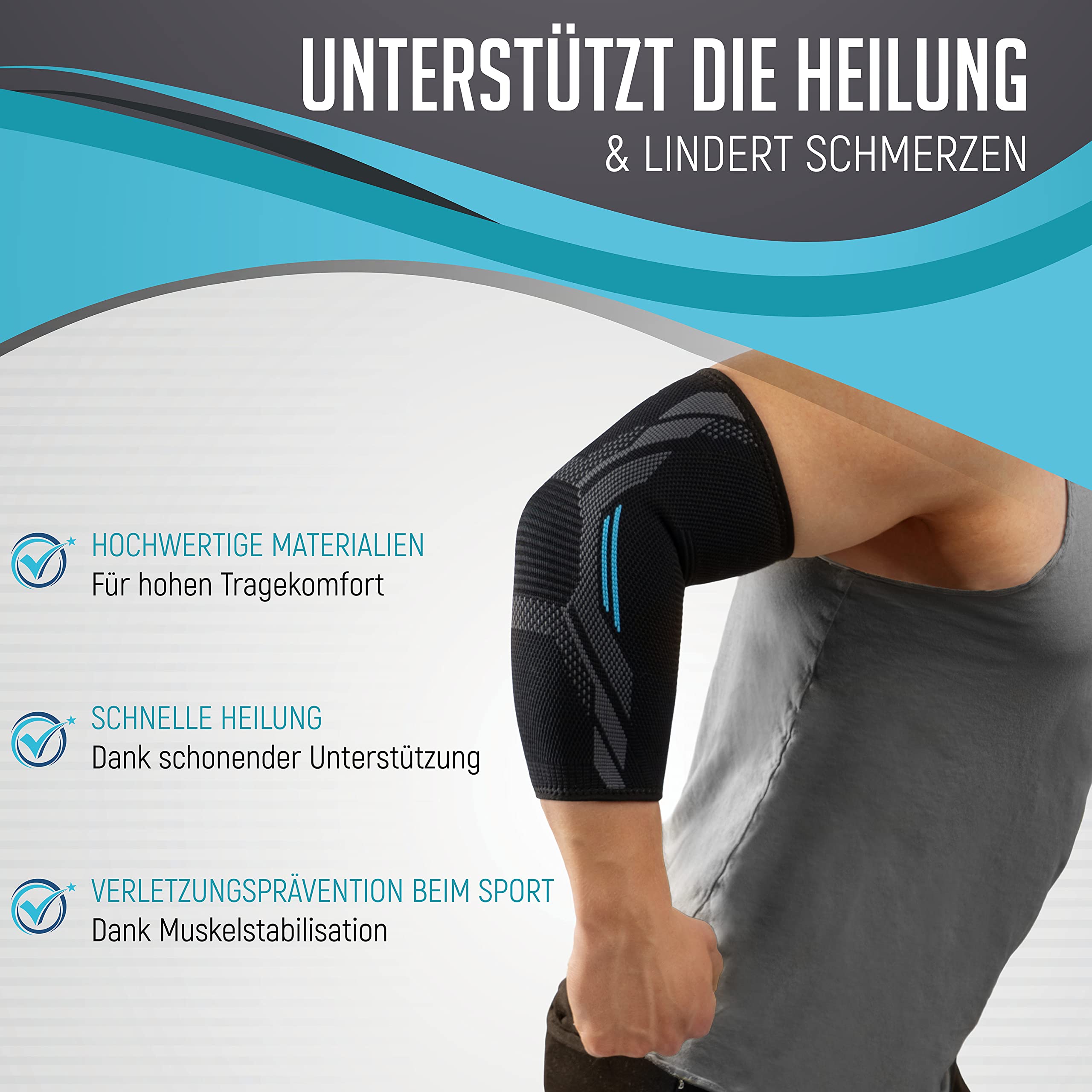Ellenbogenbandage für Damen und Herren – Elastische Kompressionsbandage, rutschfester Halt, atmungsaktiv, ideal für Sport, Fitness, Tennis, Golf, Alltag