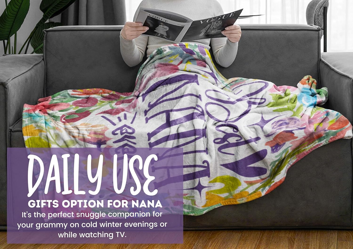 InnoBeta Nana Gifts, Grandma Gifts for Nana, Flannel Throw Blankets on Mother's Day, Christmas, Birthday, 50" x 65", Flowers - Image 7