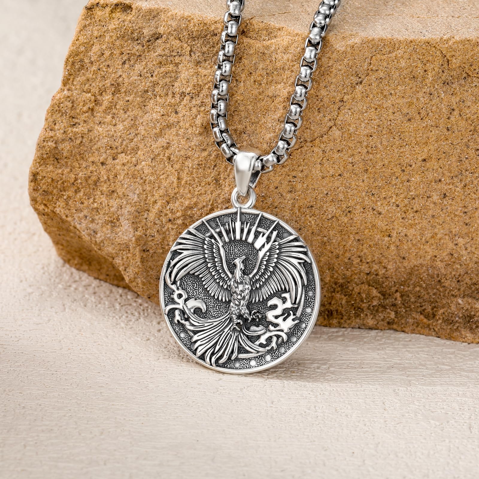 Cadena de Fénix de plata 925, colgante de orden fénix, accesorios para hombres y mujeres, talla única, Plata de ley, No es una piedra preciosa