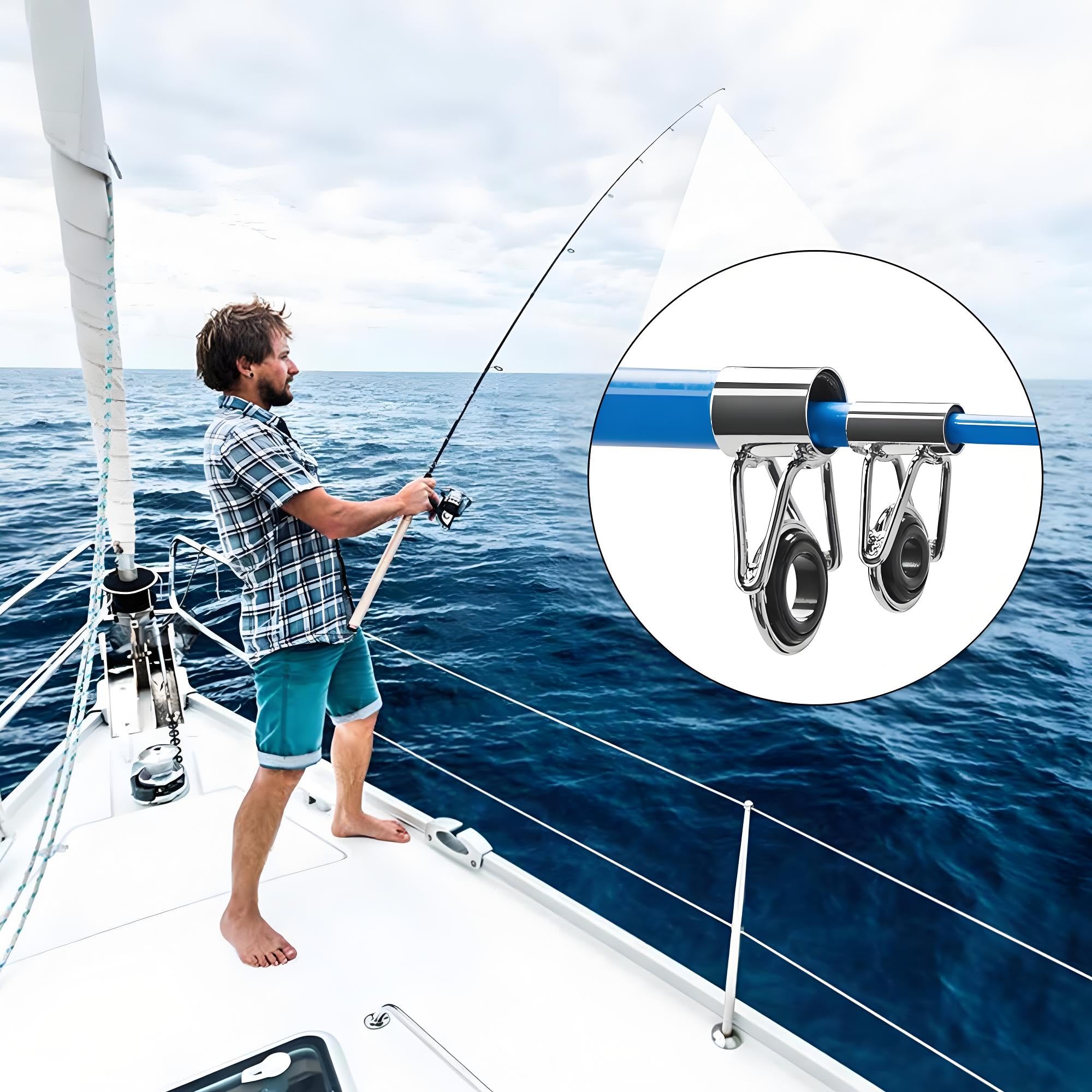 CHENNAN Lot de 10 Anneaux de Guidage pour Canne à Pêche en Acier Inoxydable et Céramique - Kit de Réparation Portable