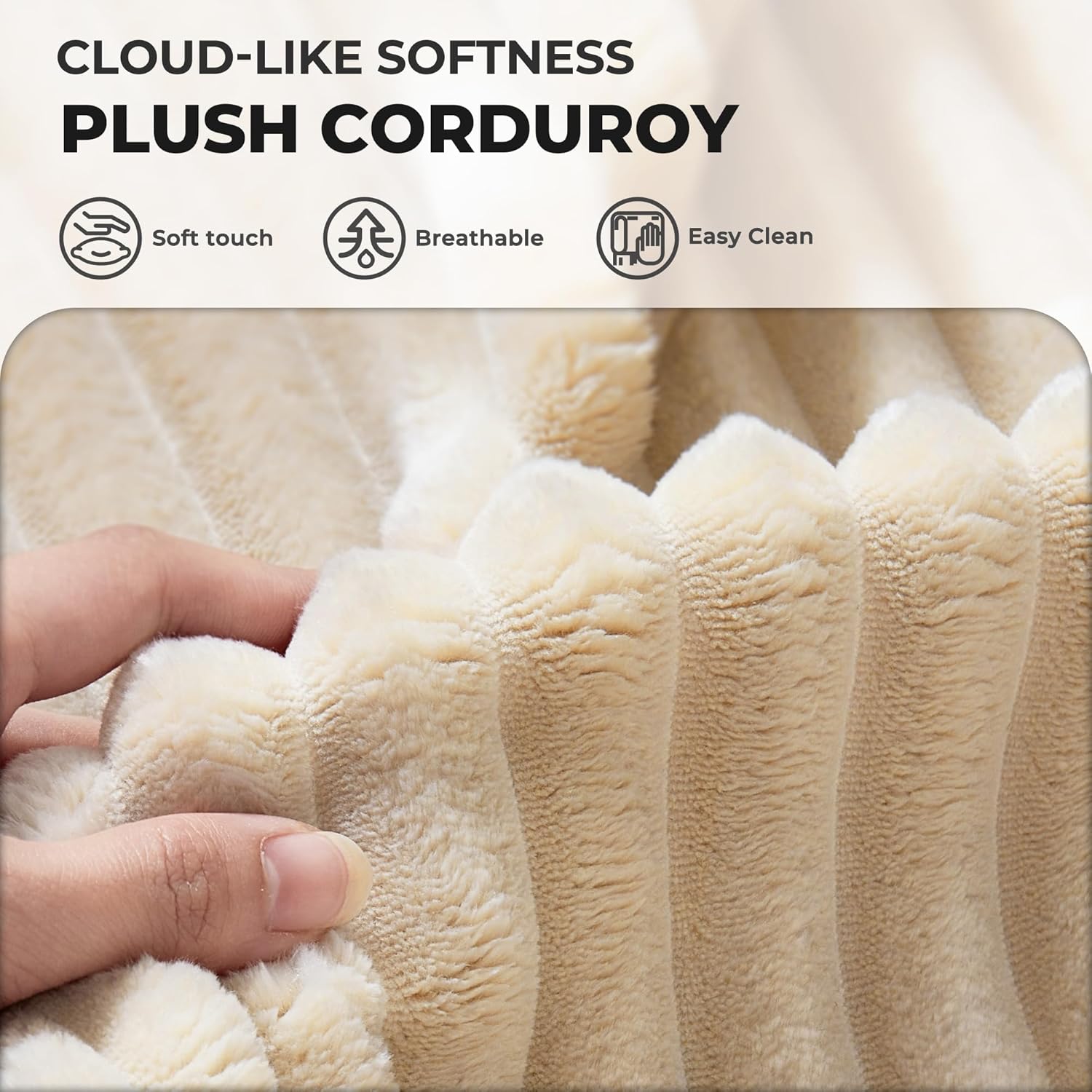 Oversized Chaise Lounge Sofa Indoor - 80" Cloud Sectional Couch Sofa Bed,Luxury Deep Seat Plush Corduroy Lounge Chair Sleeper Sofa for Living Room Bedroom (Beige,2PCS)